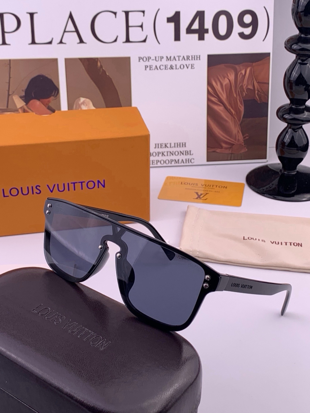 LV🔥高品质男女款”太阳镜🔥 开车钓鱼都可🔥百搭显瘦墨镜韩版男士飞行员大框司机开车防紫外线太阳镜，型号：L2108