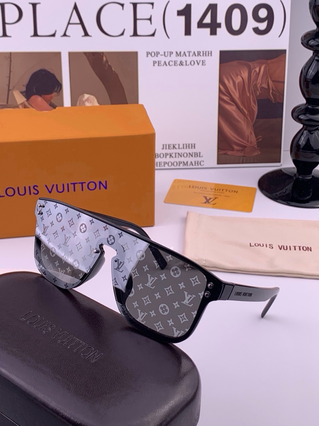 LV🔥高品质男女款”太阳镜🔥 开车钓鱼都可🔥百搭显瘦墨镜韩版男士飞行员大框司机开车防紫外线太阳镜，型号：L2108