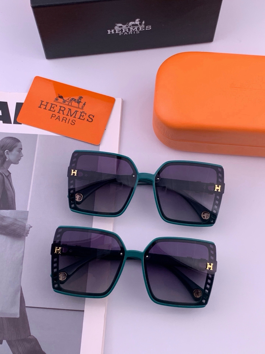新款 爱马仕女士偏光太阳镜🕶️ 宝丽来高清镜片🎉高品质TR-90镜框 时尚百搭！ 型号：H1992