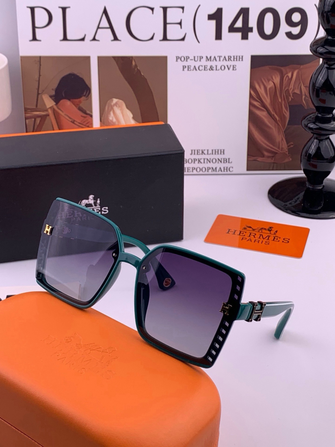 新款 爱马仕女士偏光太阳镜🕶️ 宝丽来高清镜片🎉高品质TR-90镜框 时尚百搭！ 型号：H1992