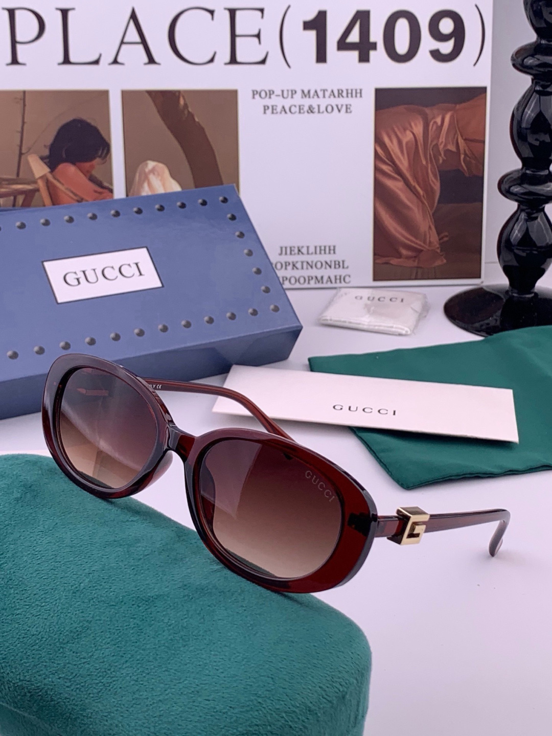 🔺 【GUCCI】开春新款 潮流爆款 时尚方框太阳镜 高品质 佩戴舒适 网红潮款墨镜 型号：G35805 