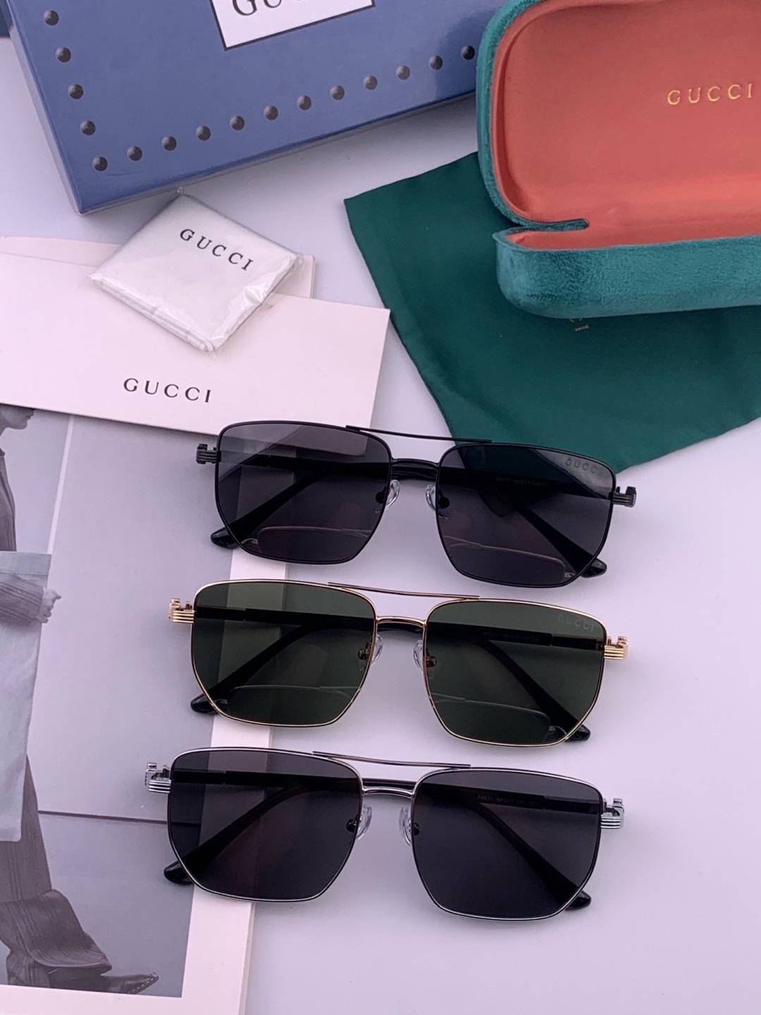 Gucci 🔥  高品质男女款墨镜   👍 进口宝丽来偏光镜片  🔥蛤蟆镜 开车钓鱼都可 🔥百搭显瘦墨镜韩版男士飞行员大