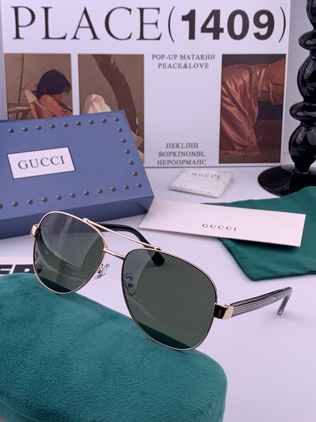 Gucci 🔥  高品质男女款墨镜   👍 进口宝丽来偏光镜片  🔥蛤蟆镜 开车钓鱼都可 🔥百搭显瘦墨镜韩版男士飞行员大