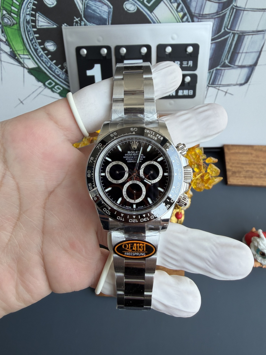 NO:755092,QF new model, 4131 Black Toady, upgraded card-free movement,19860909QF新款,4131黑陶迪,升级无卡度机芯,,Watch