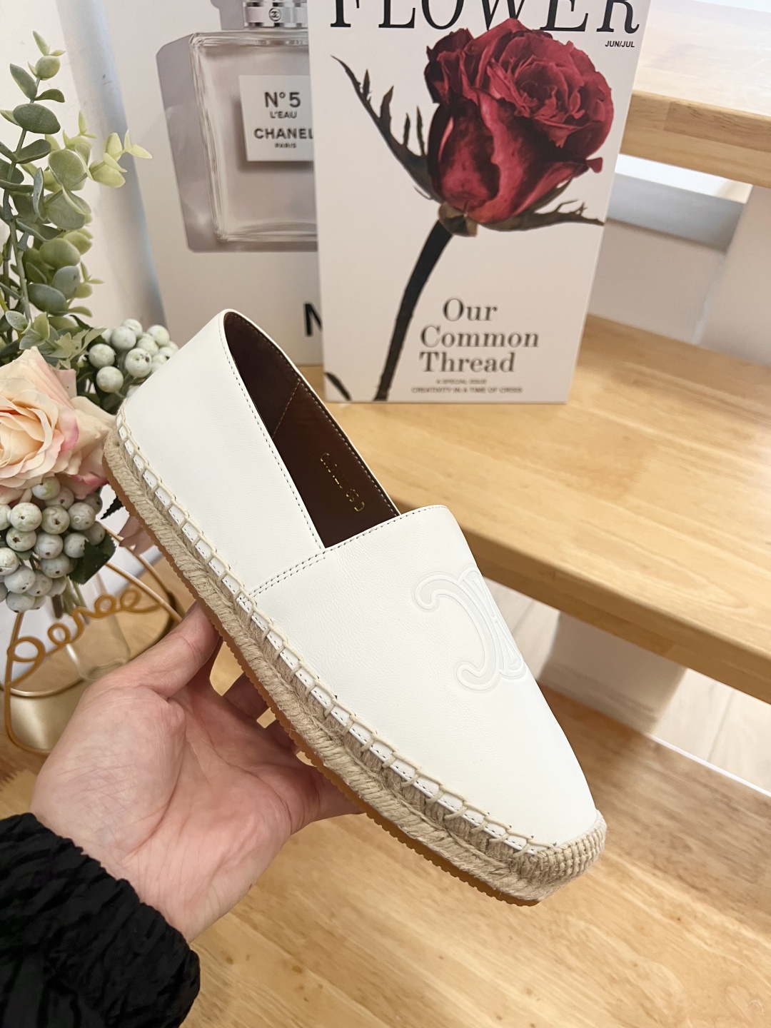Celine Women's White Leather Espadrille Flats with Raffia Sole (Sizes 36-41) 8 cmp i1739860754274 1196 0 5