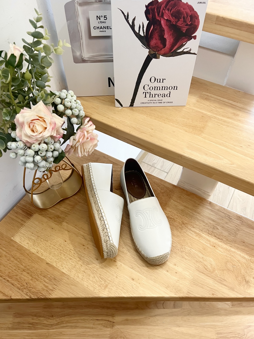 Celine Women's White Leather Espadrille Flats with Raffia Sole (Sizes 36-41) 7 cmp i1739860754274 689 0 4