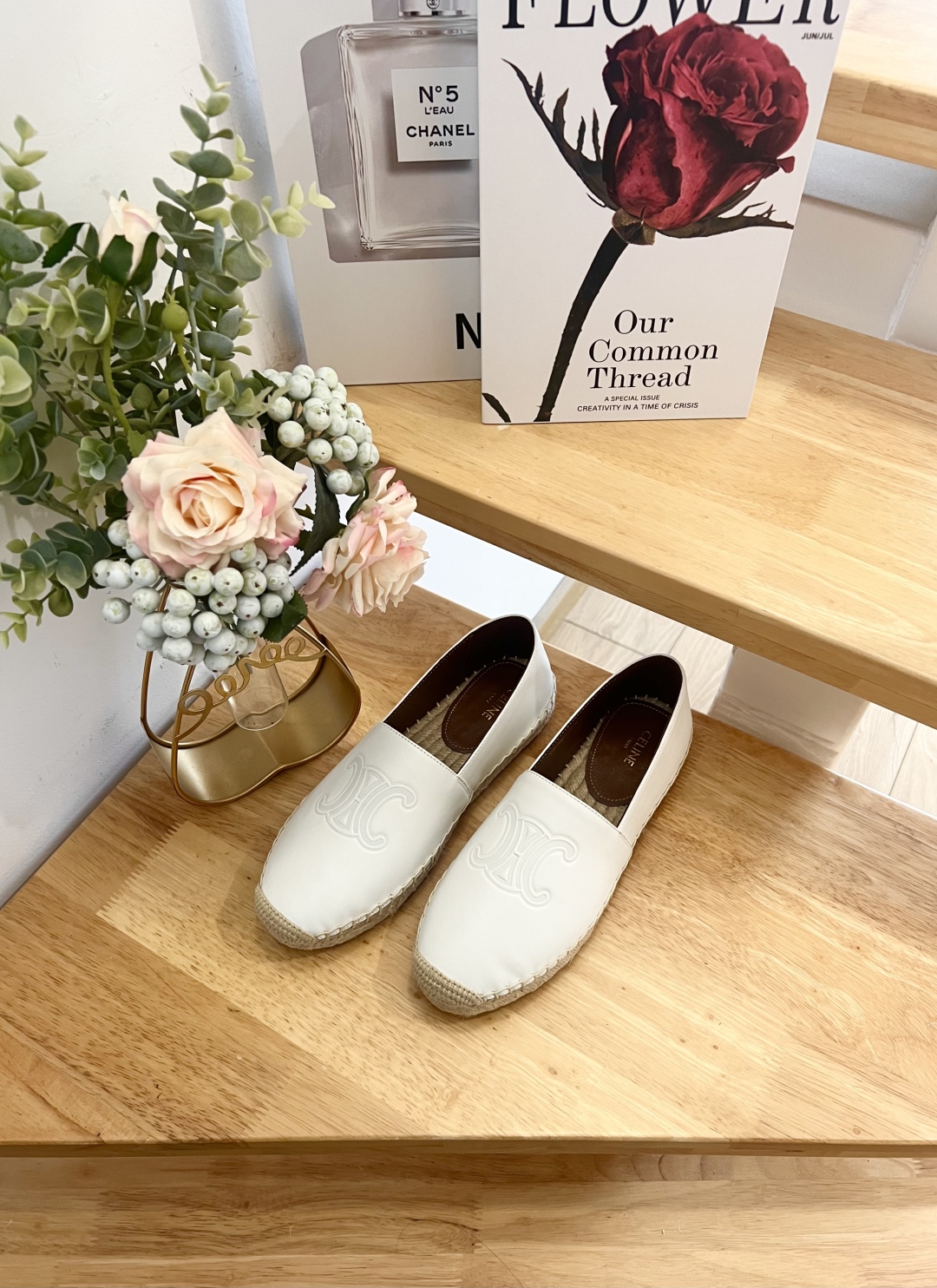 Celine Women's White Leather Espadrille Flats with Raffia Sole (Sizes 36-41) 5 cmp i1739860754287 9529 0 2