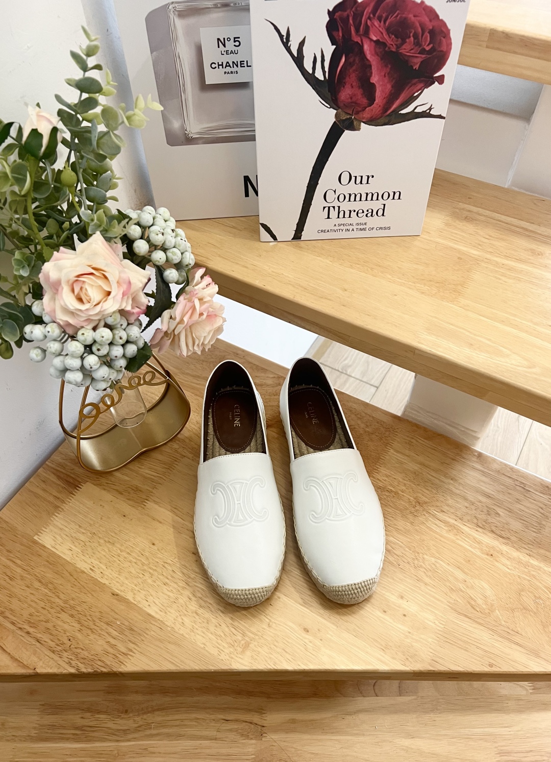 Celine Women's White Leather Espadrille Flats with Raffia Sole (Sizes 36-41) 3 cmp i1739860760033 7591 0 0