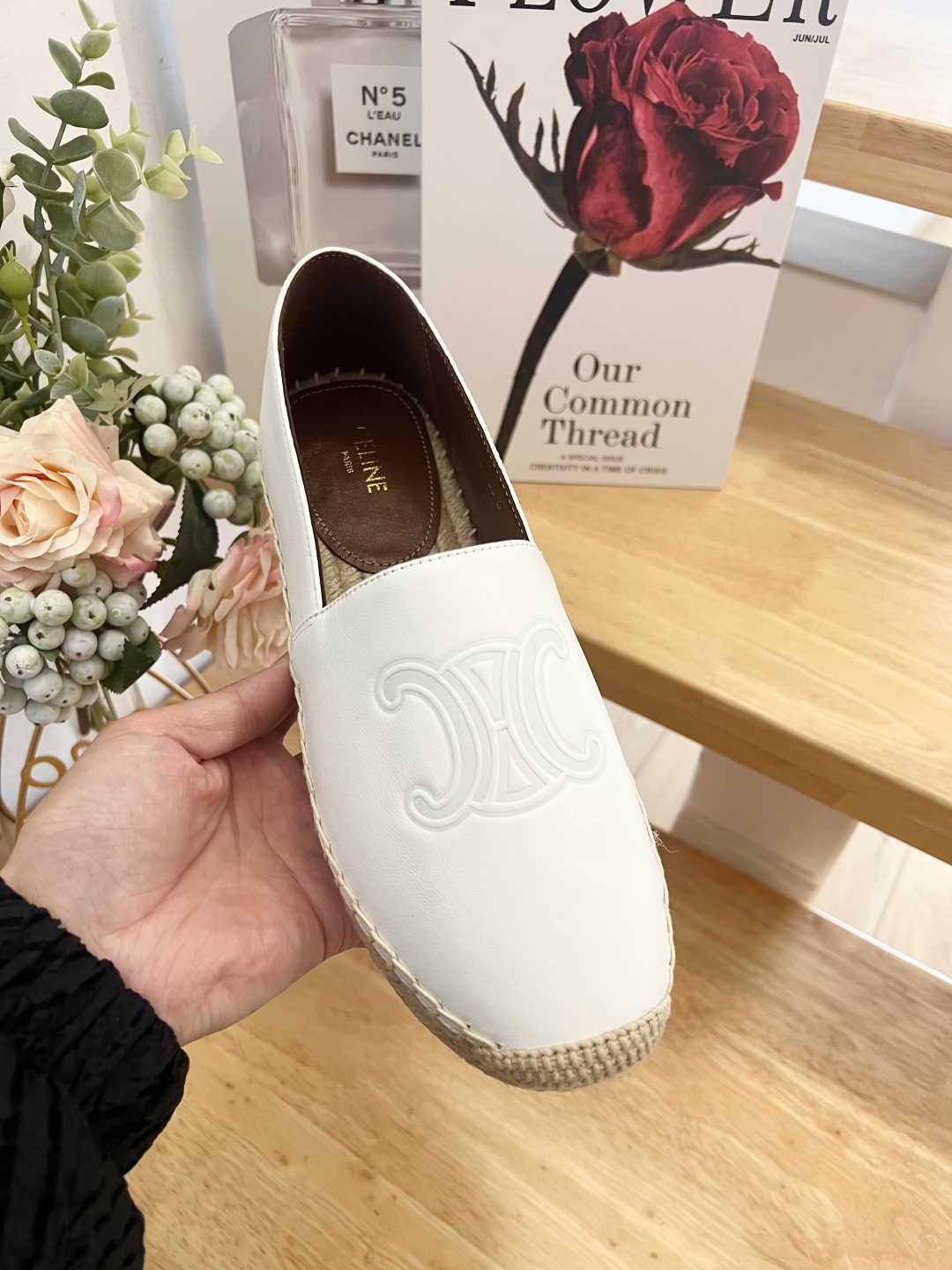 Celine Women's White Leather Espadrille Flats with Raffia Sole (Sizes 36-41) 1 Celine Women's White Leather Espadrille Flats with Raffia Sole (Sizes 36-41)