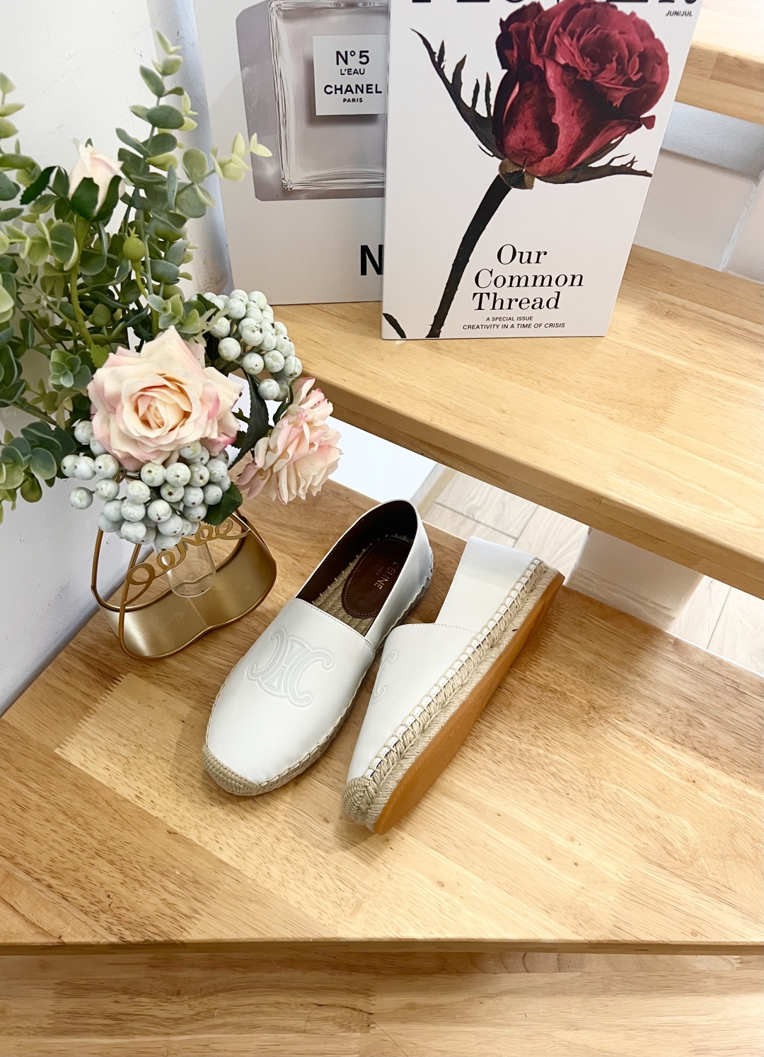 Celine Women's White Leather Espadrille Flats with Raffia Sole (Sizes 36-41) 6 cmp i1739860760042 2728 0 3