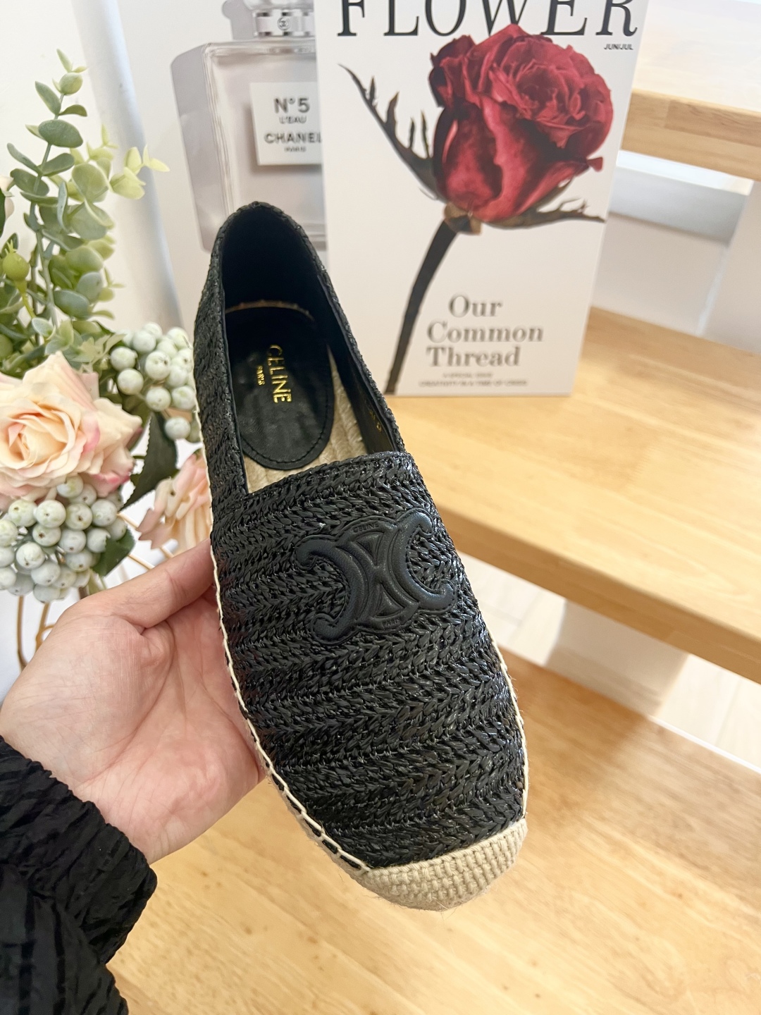 Celine Women's Black Leather Espadrilles with Logo - Size 36-41 1 Celine Women's Black Leather Espadrilles with Logo - Size 36-41
