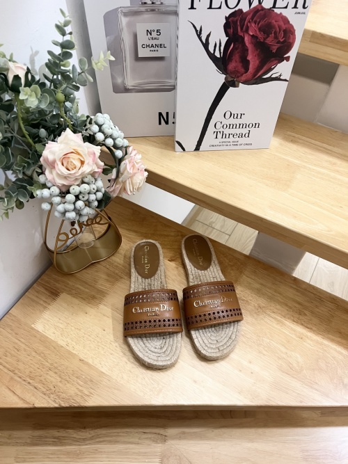 Dior Granville Espadrille Slides with Hibiscus Embroidery 1 Dior Granville Espadrille Slides with Hibiscus Embroidery