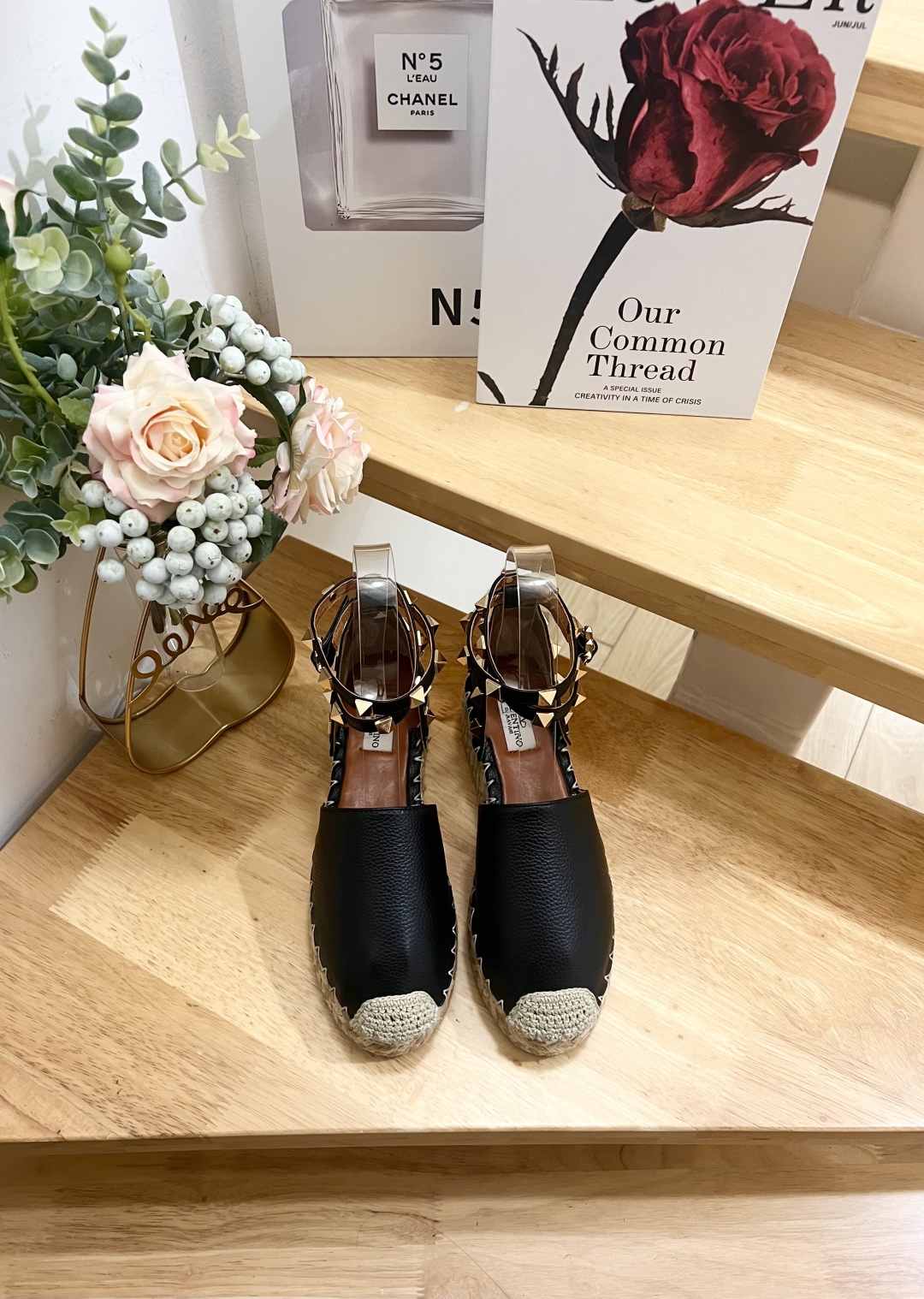 Valentino Garavani Espadrille Wedge Sandals with Roman Studs in Black Leather 3 cmp i1739868280216 3715 0 0