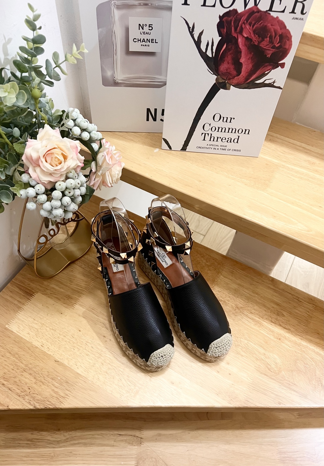Valentino Garavani Espadrille Wedge Sandals with Roman Studs in Black Leather 6 cmp i1739868290198 7352 0 4
