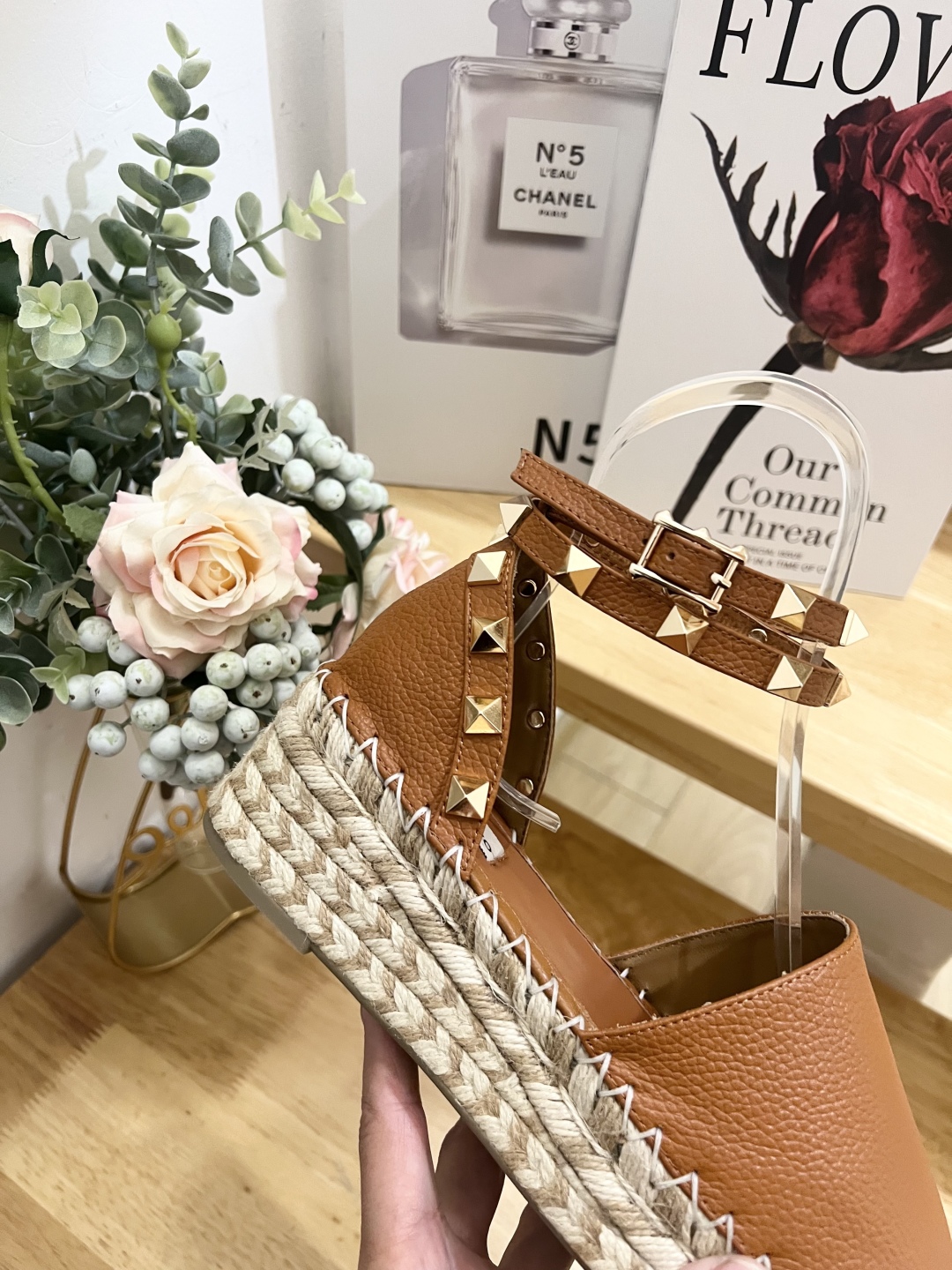 Valentino Garavani Leather Espadrille Wedge Sandals with Stud Details 9 cmp i1739868310261 8737 0 7