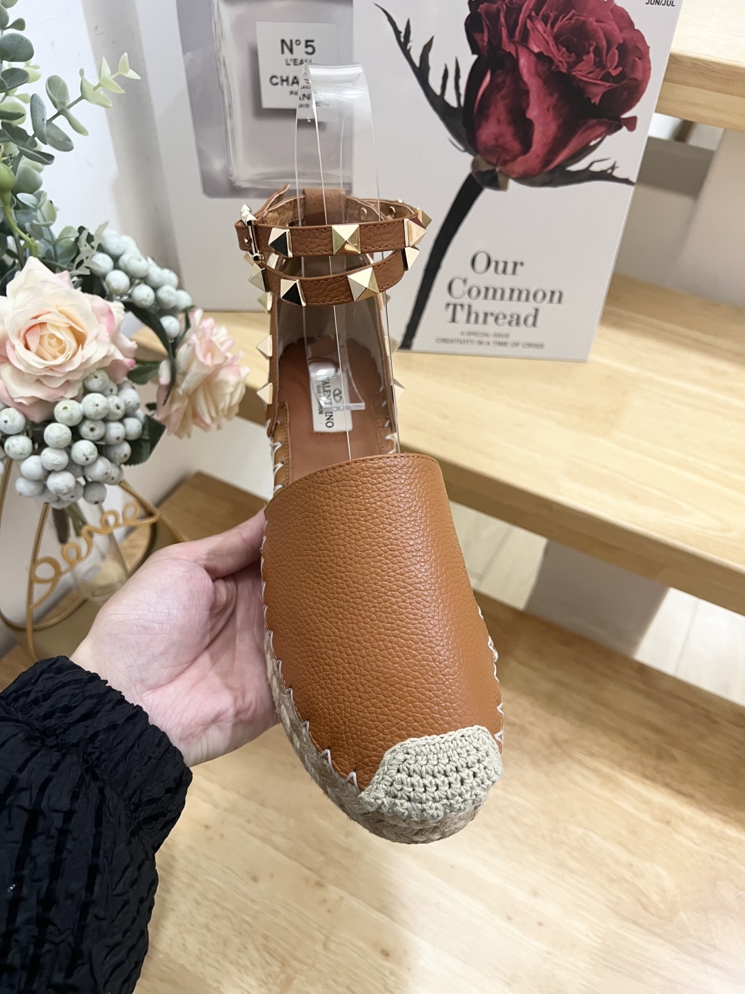 Valentino Garavani Leather Espadrille Wedge Sandals with Stud Details 8 cmp i1739868310283 4223 0 6