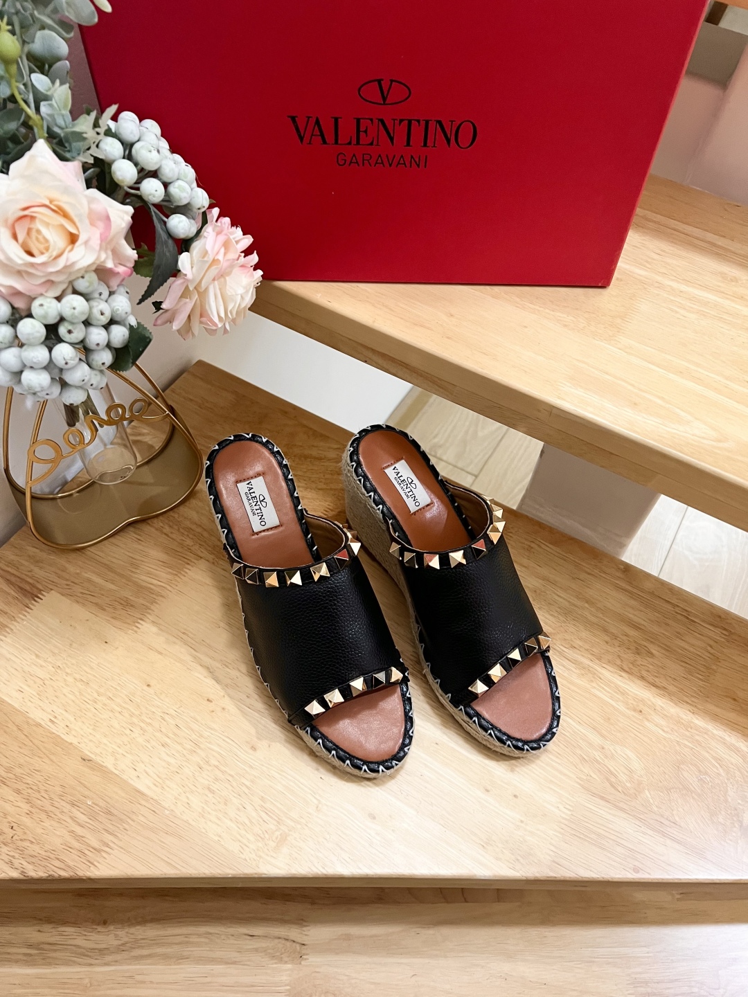 Valentino Garavani Leather Espadrille Wedge Sandals with Metal Studs 8 cmp i1741160069871 1846 0 3