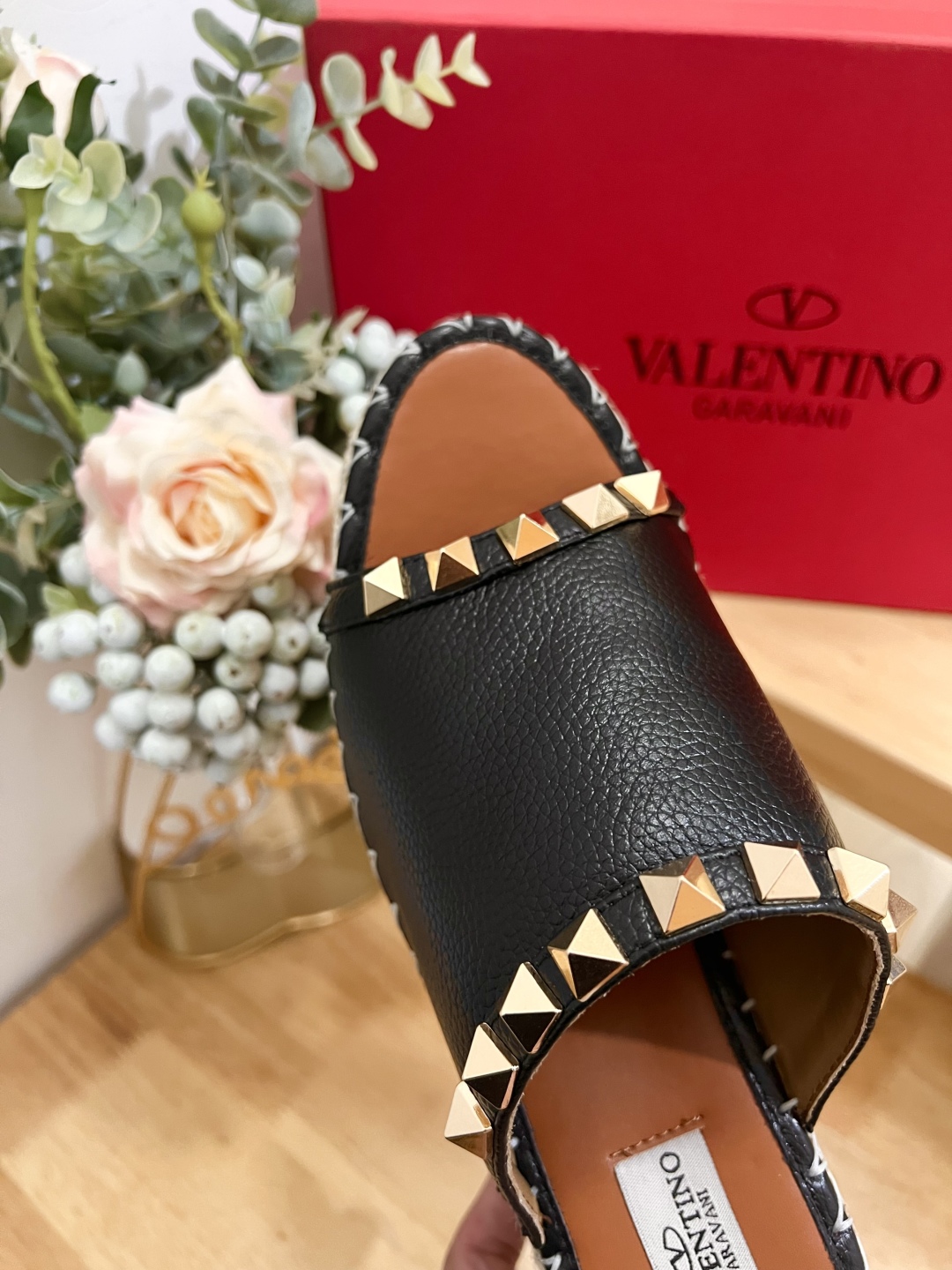 Valentino Garavani Leather Espadrille Wedge Sandals with Metal Studs 9 cmp i1741160080037 9331 0 7