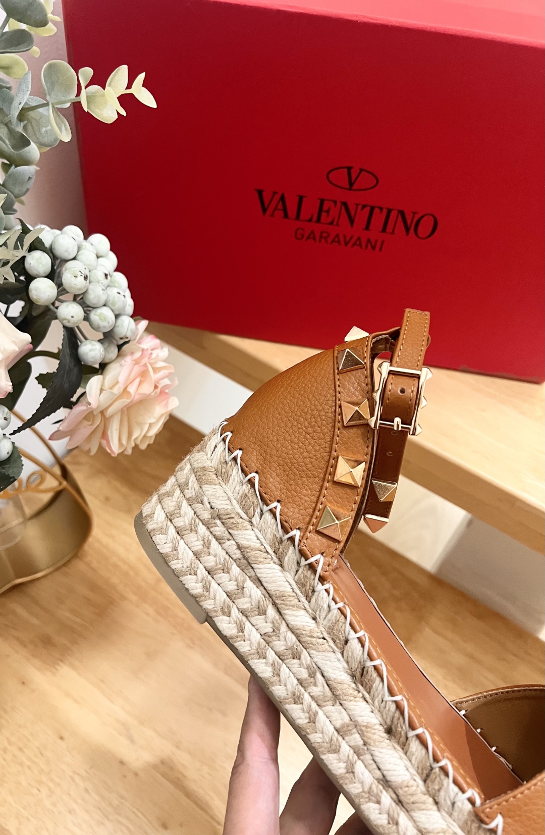 Valentino Garavani Leather Espadrille Wedge Sandals Studded Platform Shoes 9 cmp i1742018678484 3236 0 7