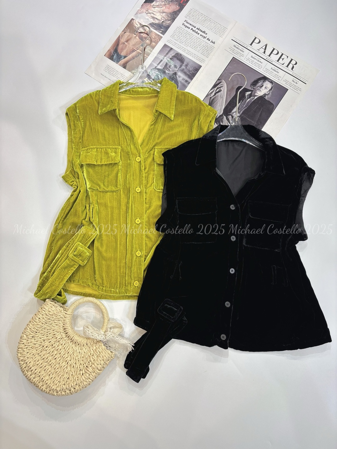 High-End Women’s Clothes: Elegant Design, Velvet Vests, Retro Fashion, Mustard Green Snorkels - 图片 7