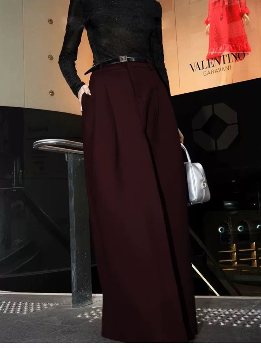 Elegant Deep Purple H-Line Slit Skirt | Sophisticated Style for Women 2 cmp i1756561308108 5319 0 4
