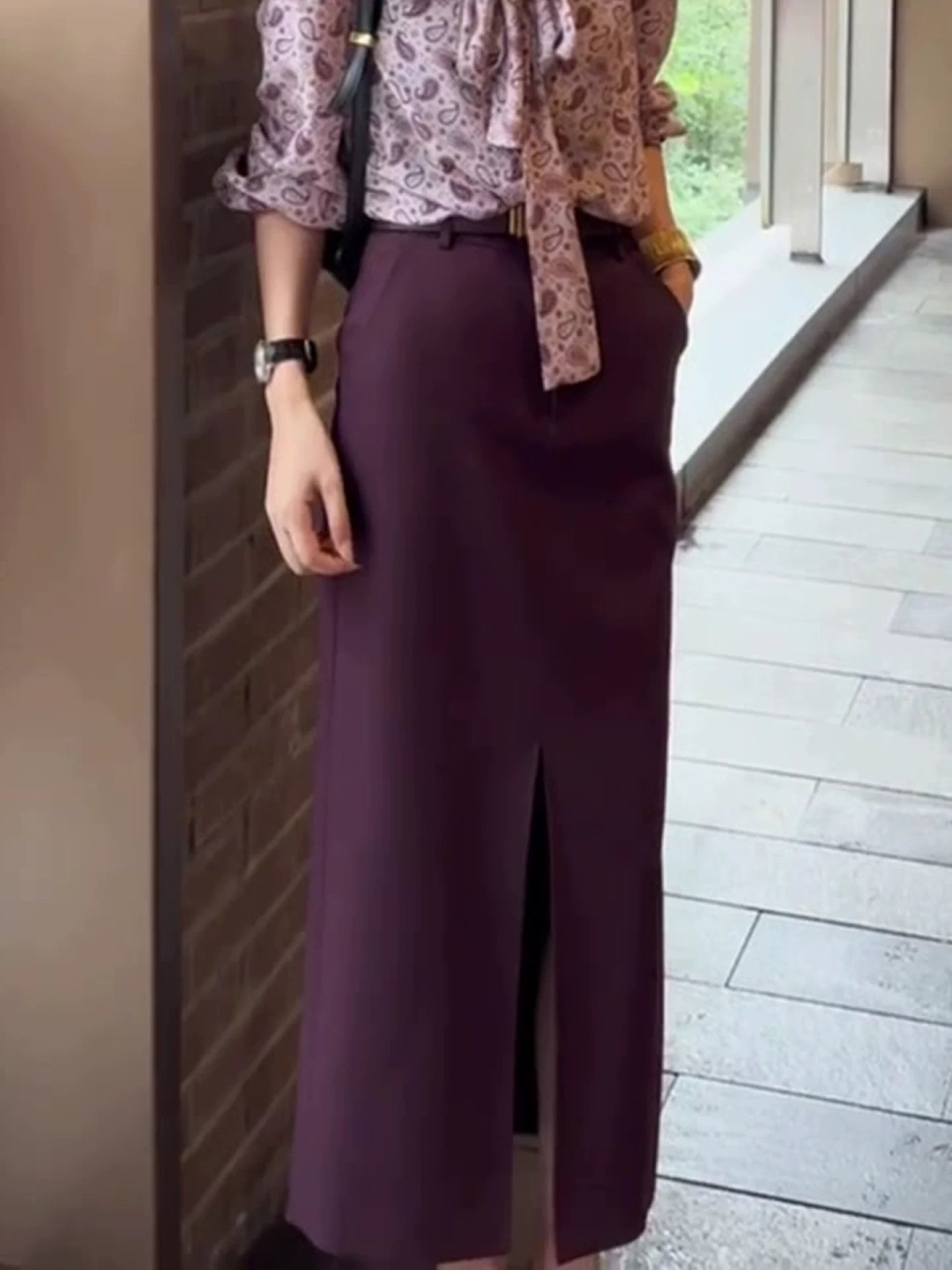 Elegant Deep Purple H-Line Slit Skirt | Sophisticated Style for Women 6 cmp i1756561308108 7076 0 7