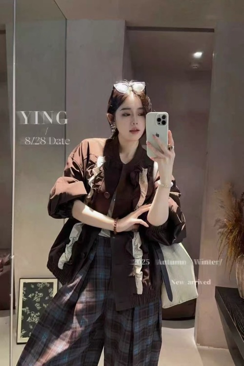 Romantic Ruffle Trim Baseball Jacket, Loose Fit Autumn Winter Outerwear 1 Romantic Ruffle Trim Baseball Jacket, Loose Fit Autumn Winter Outerwear