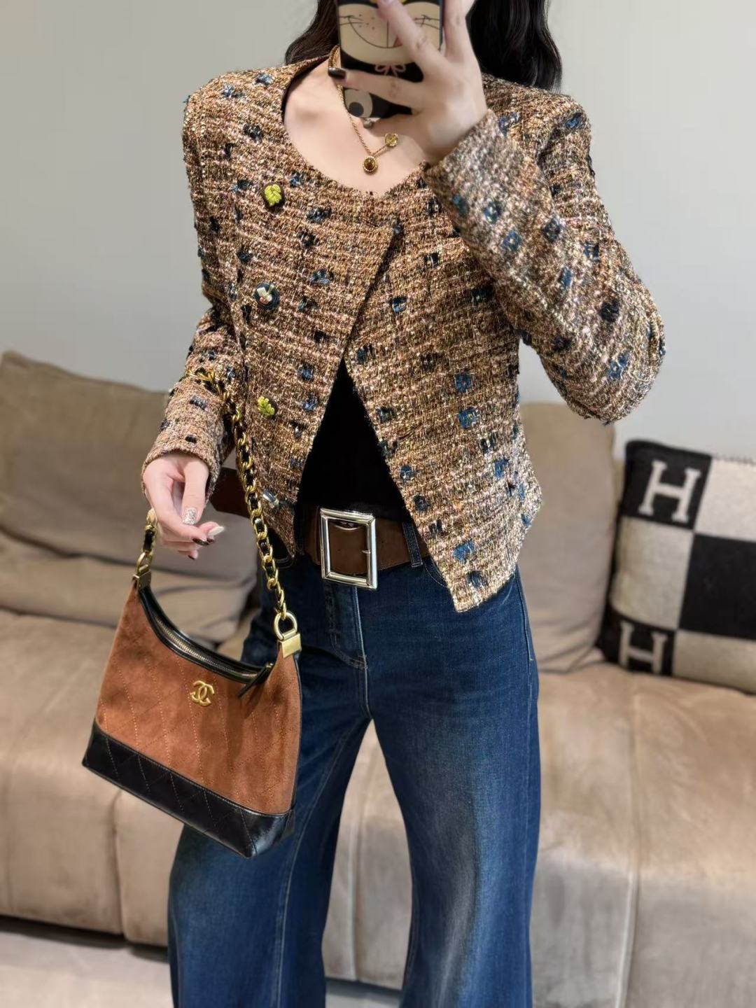 Retro Tweed Jacket Women's Wool Blend Cropped Outerwear with Button Detail 5 cmp i1758354910332 2013 0 4