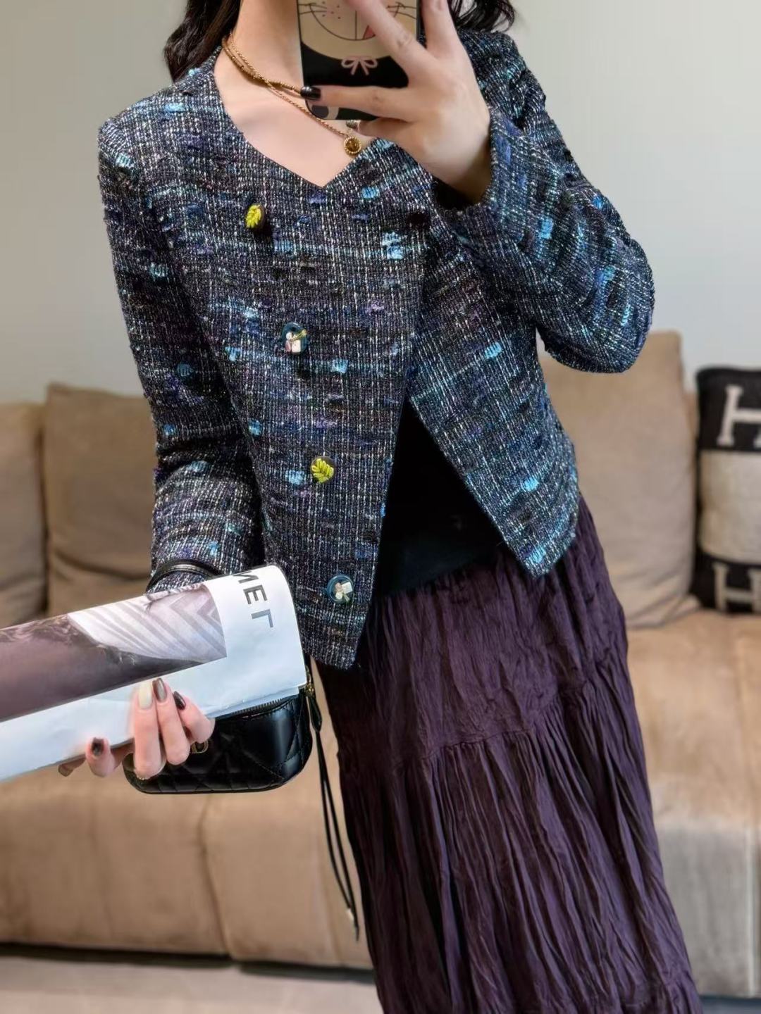 Retro Tweed Jacket Women's Wool Blend Cropped Outerwear with Button Detail 4 cmp i1758354910332 3401 0 3