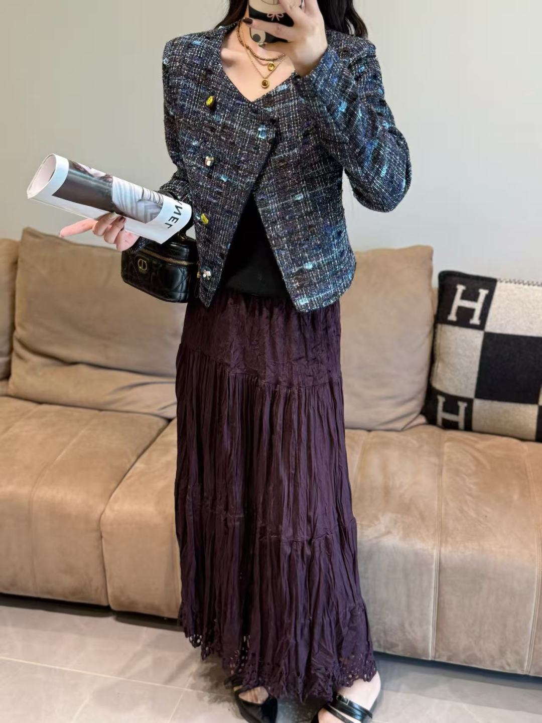 Retro Tweed Jacket Women's Wool Blend Cropped Outerwear with Button Detail 2 cmp i1758354910332 8509 0 1