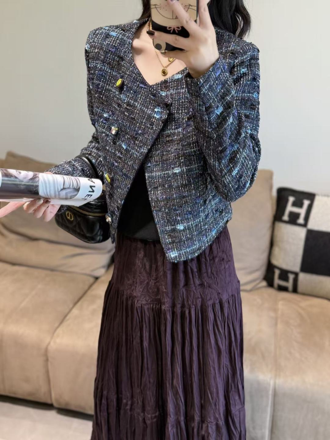 Retro Tweed Jacket Women's Wool Blend Cropped Outerwear with Button Detail 3 cmp i1758354910332 9539 0 2