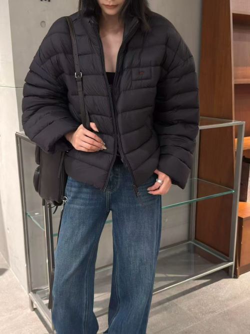 Minimalist Relaxed Fit Goose Down Puffer Jacket, Windproof Stand Collar 1 Minimalist Relaxed Fit Goose Down Puffer Jacket, Windproof Stand Collar