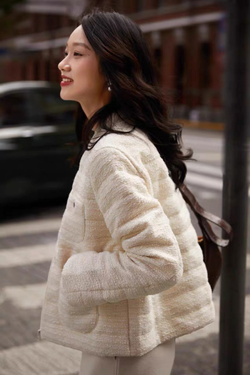 Elegant Wool Blend Tweed Jacket - Classic Chanel Style Outerwear for Women 1 Elegant Wool Blend Tweed Jacket - Classic Chanel Style Outerwear for Women