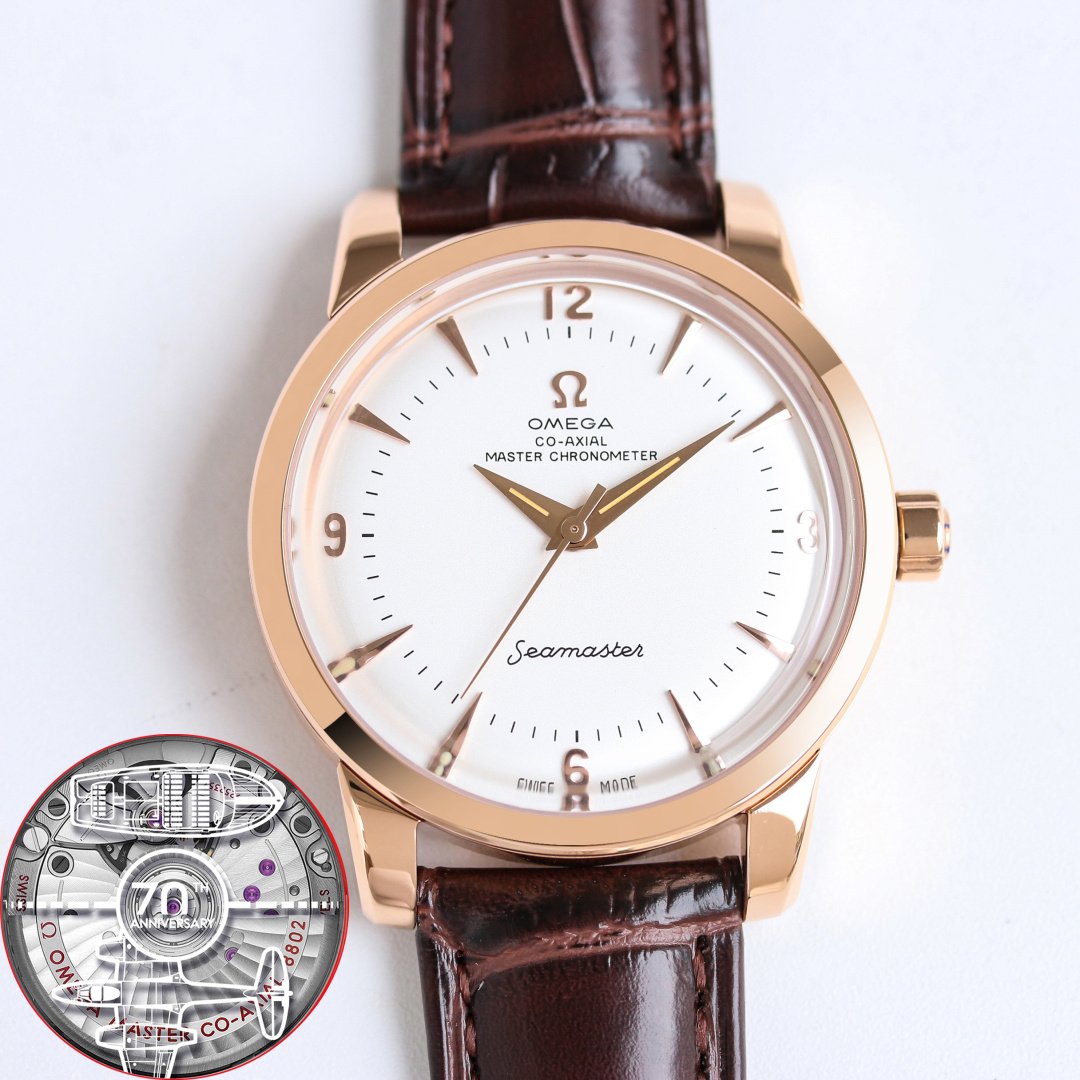 NO:150629,Gold OMEGA Seahorse Series Watch Pot Cover Glass, 1 Exclusive customized 8806 Master Cyclone integrated movement, texture, structure, balance position and hollowing are consistent with the original version, the operation is clearly visible, the time is accurate, and the power saving is 55 hours. 2 The case material is 316L stainless steel, arched sapphire glass, and the interior is anti-reflective. The case back sapphire glass is engraved with the words 