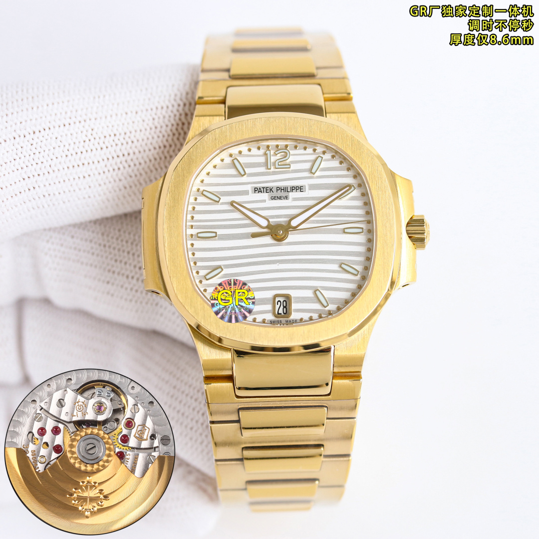 NO:389701,Produced by GR, White Shell 1350 Gold Shell 1400 Diamond 50 GR Factory Wall Cracked Recommended V2 Version Patek Philippe PP Nautilus Series R69 Nautilus Series High-Precise Women's Watch [2025 Super Godly Work Top Version] Patek Philippe Sports and Elegant Nautilus Women's Watch P is coming!  Welcome to compare details 1. Pair with the customized version of 9015 machine-modified Cal.324sc integrated machine automatic movement, adjusting continuously for seconds, adjusting continuously for seconds, special kinetic energy storage for 45 hours, vibration frequency is 28,800 per hour. 2316L custom-grade ergonomic strap!  3 The watch is 35.2MM in size and 8.6mm in thickness that is the same as the original one!  4 56 Swarovski crystal diamonds are inlaid with the same number as genuine diamonds. 5 watch mirrors with double-sided anti-glare sapphire crystal glass. 6 literal colors are the same as genuine. 'No one can own Patek Philippe, but it is just kept for the next generation.' Elegant and atmospheric, perfect interpretation of the fashion taste of working women, while elegance is not without being strong or domineering. GR Factory2025 craftsmanship masterpiece welcomes watch friends to taste. Please recognize the best luxury recommendation for gifts, swarovski, patek philippe19860909GR 出品 白壳 1350 金壳 1400 钻50 GR Factory 墙裂推荐V2版本 百达翡丽 PP 鹦鹉螺系列 R69 鹦鹉螺系列高颜值女表【2025超神之作 顶级版本】百达.翡丽运动优雅鹦鹉螺女款腕表P强势来袭！欢迎对比细节 1搭配定制版9015机改Cal.324sc一体机自动机芯,调时不停秒,调时不停秒,特惠动能储存45小时,振频28800每小时. 2316L定制级人体工程学表带！ 3腕表尺寸35.2MM,厚度8.6mm与原装一致！ 4镶嵌56颗施华洛世奇水晶钻与正品钻石数量一致 . 5表镜双面防眩目蓝宝石水晶玻璃. 6字面色泽均与正品一致. “没人能拥有百达翡丽,只不过为下一代保管而已.” 优雅大气 完美演绎职场女性的时尚品味,在优雅之余又不失强悍霸气. GR Factory2025匠心力作 欢迎表友品鉴 送礼最佳奢华推荐请认准GR独家品质,,swarovski,patek philippe,Watch