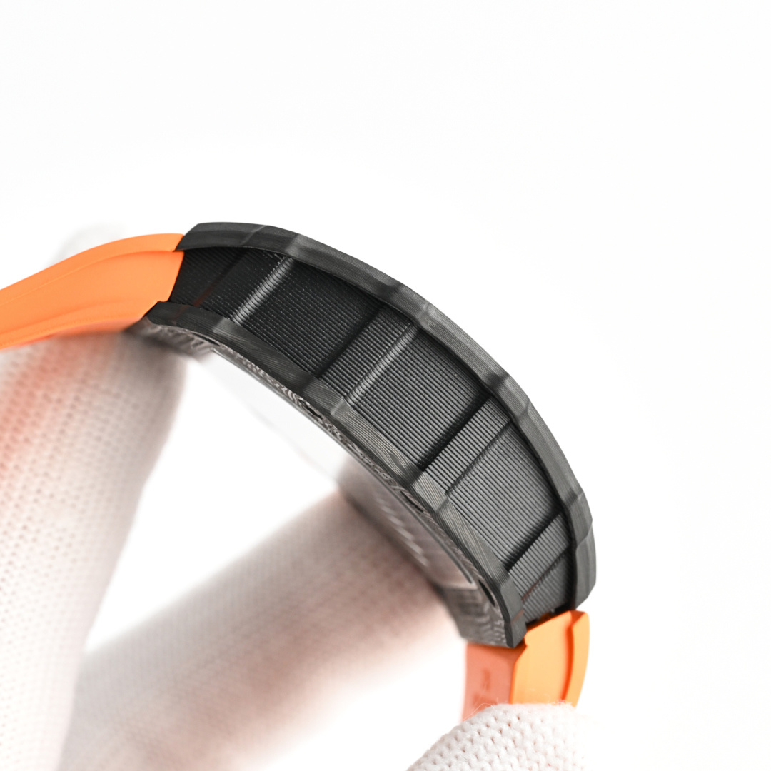 Richard Mille RM 35-03 Rafael Nadal black carbon case and bezel, skeleton dial, orange rubber strap 43mm Men's Automatic