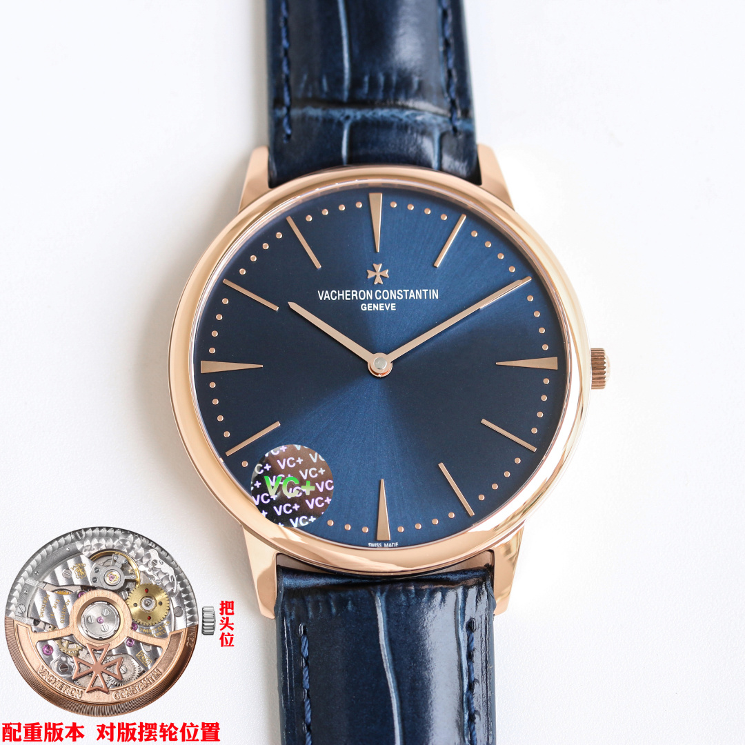 NO:389694,VC+ produced by VC Factory original 78g counterweight Vacheron Constantin VC inheritance series 85180 watch RB2 [case] The only counterweight size is 40mmX8.65mm [weight] Say goodbye to light and flutter, the only counterweight original K gold 78g weight [movement] The only counterweight direction of the balance wheel is changed to Vacheron Constantin's own movement. The components from plywood to steel wheels are carefully decorated by watchmakers, which maximize the original exquisite craftsmanship level [watch mirror] The two sapphire glass mirrors on the front and back are both anti-disiasing coatings. [strip] Double-layer Italian calfskin with top-level cross-type Malta pin buckle VC+ pursues perfection and achieves extraordinary results~~ To present you with the quality closest to the original. The best luxury recommendation for gifts, please be sure of VC+ Exclusive quality, vacheron, cowhide19860909VC+ 出品 VC Factory 原版78克配重版 江诗丹顿 VC 传承系列 85180腕表 RB2【表壳】唯一对版尺寸40mmX8.65mm【重量】告别轻飘飘,唯一对版原装K金78克重量【机芯】唯一对版摆轮方向改江诗丹顿自产机芯,从夹板到钢轮等部件均由制表师精工装饰,最大限度呈现原装精湛的工艺水平【表镜】前后两片蓝宝石玻璃镜面,均有防眩晕镀膜处理.【表带】双层意大利小牛皮搭配顶级十字卜型马耳他针扣 VC+追求完美,成就非凡～～ 为您呈现最接近原装的品质 送礼最佳奢华推荐请认准VC+ 独家品质,,vacheron,cowhide,Watch