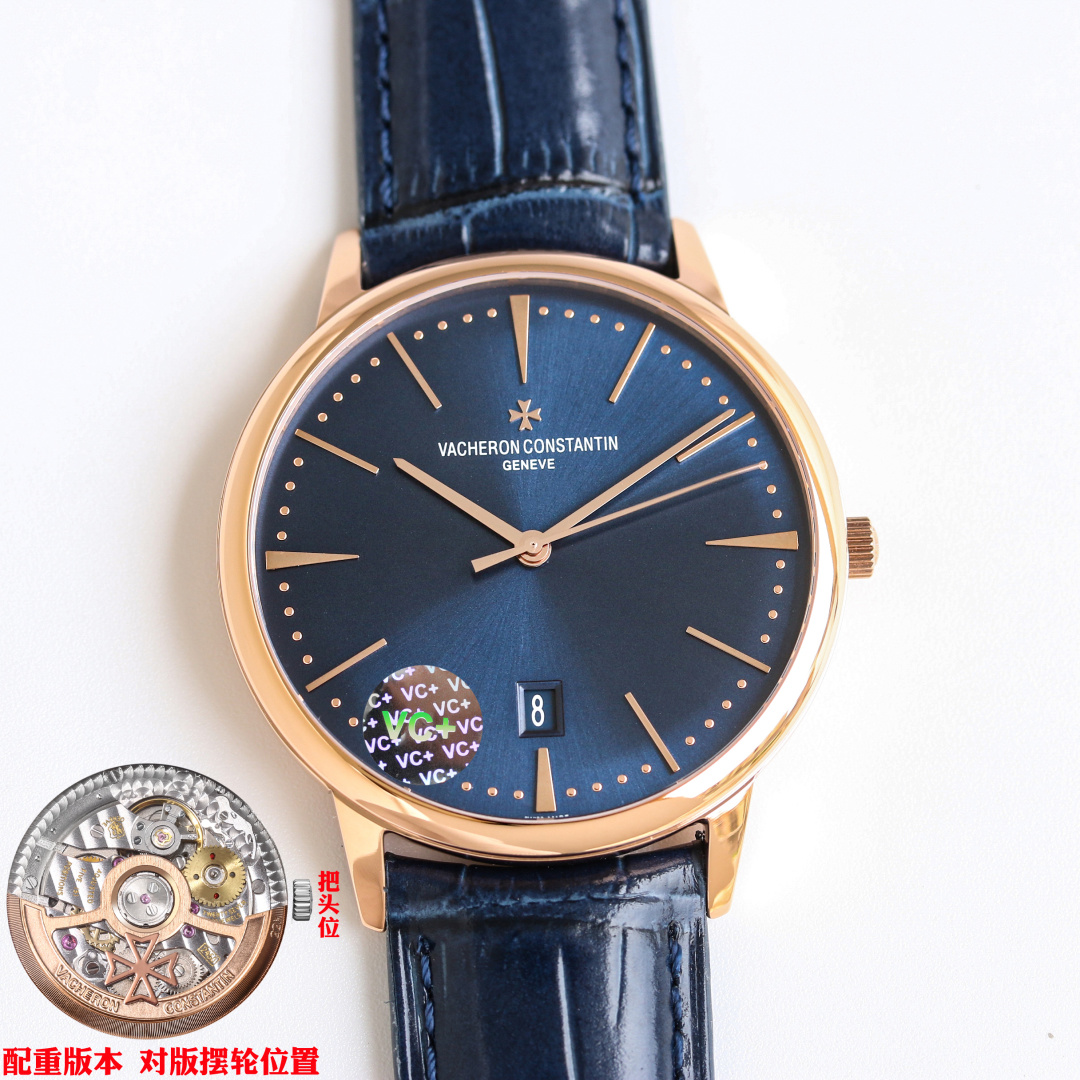 NO:389539,VC+ Produced by Produced by VC+ Factory Original 78g counterweight Vacheron Constantin VC inheritance series 85180 watch RB2 [Case] ​​The only counterweight size is 40mmX8.65mm [Weight] Say goodbye to light and flutter, the only counterweight original K gold 78g weight [Movement] The only counterweight direction of the balance wheel is changed to Vacheron Constantin's own movement. From plywood to steel wheels, all of which are exquisitely decorated by watchmakers, presenting the original exquisite craftsmanship to the maximum [Watch mirror] The two sapphire glass mirrors in front and back are both anti-disiasing coatings. [Watch strap] Double-layer Italian calfskin with top-level cross-type Malta pin buckle VC+ pursues perfection and achieves extraordinary results~~ To present you with the quality closest to the original. The best luxury recommendation for gifts, please be sure of VC+ Exclusive quality, vacheron, cowhide19860909VC+ 出品 出品  VC+ Factory 原版78克配重版 江诗丹顿 VC 传承系列 85180腕表 RB2【表壳】唯一对版尺寸40mmX8.65mm【重量】告别轻飘飘,唯一对版原装K金78克重量【机芯】唯一对版摆轮方向改江诗丹顿自产机芯, 从夹板到钢轮等部件均由制表师精工装饰,最大限度呈现原装精湛的工艺水平【表镜】前后两片蓝宝石玻璃镜面,均有防眩晕镀膜处理.【表带】双层意大利小牛皮搭配顶级十字卜型马耳他针扣 VC+追求完美,成就非凡～～ 为您呈现最接近原装的品质 送礼最佳奢华推荐请认准VC+ 独家品质,,vacheron,cowhide,Watch