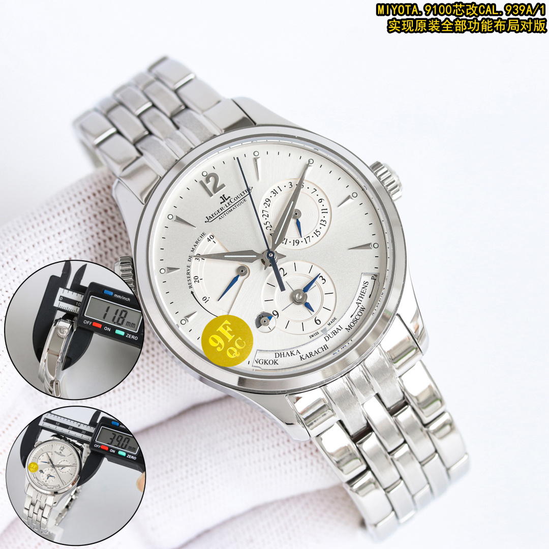 NO:336479,New Product 9F Factory Jaeger-LeCoultre/JL Master Geographician Q1428421 Today's key recommendation, the watch size is 39m / 11.8m. With rich experience in Jaeger-LeCoultre’s reproduction, it perfectly restores the charm and details of the case, and controls the thickness consistent with the original version. [Technical Breakthrough] (the upgraded version is more stable than before) uses the stable performance Japanese MIYOTA core to change to Jaeger-LeCoultre CAL.939A/1 movement to realize all original functions - including hour, minute, second, double time, date, day and night display, world time display and power reserve display!  【Steel belt genuine mold opening】Details 1.1 Replica multi-function mechanical watch, jaeger-lecoultre19860909新品 9F Factory 积家/ JL大师地理学家Q1428421 今日重点推荐,腕表尺寸39m / 11.8m 凭借丰富的积家复刻经验,完美还原表壳神韵和细节,将厚度控制的与原版一致.【技术突破】（升级版比之前更加稳定）采用性能稳定的日本MIYOTA.芯改积家CAL.939A/1型机芯,实现原装全部功能——包括时分秒,双时,日期,白天黑夜显示,世界时显示还有动力储存显示！【钢带正品开模】细节1.1复刻多功能机械腕表,,,jaeger-lecoultre,Watch