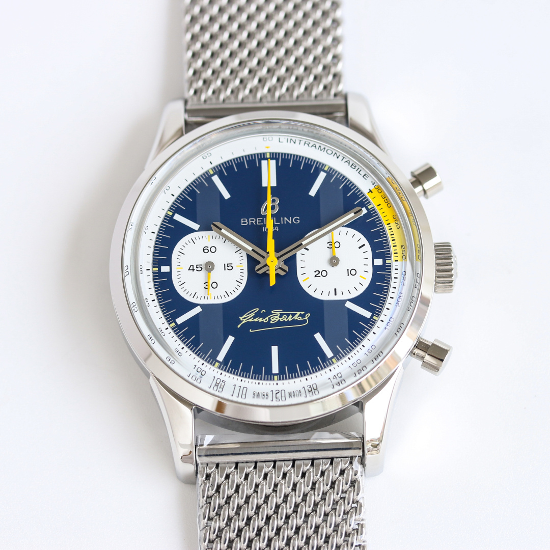 NO:389014,BLS, white shell, gold shell, mesh belt, BLS Factory TOP BN5 new chronograph watch (Navitimer), Breitling reinvents the classic watch with bold colors. It has a 42mm size, and iterative model is undoubtedly an authentic unique chronograph watch with unique decoration on the back cover and a 316 stainless steel bezel, which can be easily held and effectively protected by double-sided anti-glare sapphire watch. The dial is available in black, blue and white, and is decorated with large-sized luminous hands and hour markers. Perfect workmanship!  Welcome to taste the best luxury recommendation for gifts, please recognize the exclusive quality of BLS, breitling19860909BLS 出品 白壳 金壳 网带  BLS Factory TOP 百年灵 BN5 全新计时腕表（Navitimer）,百年灵以大胆色彩焕新演绎经典腕表.尺寸42mm,迭代款无疑是地道的独特计时腕表,带有后盖表面独特饰片,采用316精钢表圈,实现轻松握持,有效保护双面防眩蓝宝石表镜.表盘有黑色、蓝色及白色可选,均饰有大尺寸夜光指针和时标.做工完美！欢迎品鉴送礼最佳奢华推荐请认准BLS 独家品质,,breitling,Watch