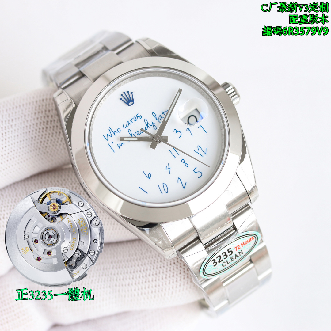 NO:336879,The latest customized version, Factory C Rolex ROLEX log series 41mm, latest technology, with a positive all-in-one machine, counter-adjustable hour hand, callback calendar!  The only pair of layout nails, customized angle bevel nails, better grade, high-end customization, majestic, latest styles, latest new products, highest cost-effectiveness, clean factory/C factory Rolex 126334 DATEJUST Latest launch, popular styles diameter 41mm log, quality assurance, just choose it for logs, absolutely high-end and atmospheric, give full confidence, watch code, 6R3579V9, watch buckle code, ORV, 1: Equipped with one-to-one super positive one movement, no-card movement decoration, movement and its stability 2: The whole watch 904L stainless steel / matched with a factory steel belt, the side of the strap is not exposed, it is extremely difficult, high-end custom quality, and IP vacuum electroplated platinum tooth ring / fading for free replacement, the only pair size of the dog tooth ring!  3: The dial is infinitely close to the original, especially the green one!  Mint green color pair!  4: The only calendar font version in the market. The authenticity and false comparison of the subsequent fonts of No. 1-31 5: The only way to achieve pointer luminous/word nail luminous and achieve the same color. Because they are all processed by third-party factories + self-purchased Swiss c1+c3 luminous powder 6: Word nail/crown mark nail All platinum electroplating processing 7, the latest version, quality assurance, please be sure of clean, the latest log style, watch code, 6R3579V9, watch latest button code, ORV, clean's latest back cover pattern label!  The highest cost-effective style, popular styles, eternal classic, high-end and atmospheric, the strap is not exposed on the side, greatly improving the grade and giving enough face. Although there are not many clean styles, almost all of them are boutique. Completely solve most of the log pain points in the world, and are born for the ultimate clean-datejust mechanical watches,,,rolex19860909最新定制版本, C厂 劳力士 ROLEX 日志系列 41mm, 最新技术,搭配正一体机,逆调时针,可回调日历！唯一对版面钉,定制凌角斜边面钉,更佳上档次,高端定制,大气磅礴,最新款式,最新新品,最高性价比,clean厂/C厂 劳力士126334 DATEJUST 最新推出,热门款式直径41mm日志 ,品质保证,日志就选择它,绝对高档大气,给足信心,腕表 编码,6R3579V9,腕表 表扣编码,ORV, 1:搭载一比一超级正一体机芯 ,无卡度机芯装饰 机芯及其稳定 2:整表904L精钢 /搭配ar厂钢带 做到表带侧面不露白,难度极大,高端定制品质,以及ip真空电镀铂金牙圈 /掉色免费更换,狗牙圈唯一对版尺寸！ 3:表盘太阳纹无限接近原装 铽别是绿色！薄荷绿颜色对版！ 4:全市场唯一日历字体对版 后续1-31号挨个字体真假对比 5:唯一做到指针夜光/字钉夜光 做到同色 因为都是第三方工厂加工+自购瑞士 c1+c3夜光粉 6:字钉/皇冠唛头钉 全白金电镀处理7,最新版本,品质保证,请认准clean,最新日志款式,腕表编码,6R3579V9,腕表最新扣码,ORV,clean最新后盖图案标签！最高性价比款式,热门款式,永恒的经典,高端大气,表带侧面不露白,大大提高档次,给足面子, 虽然clean的款式不多 但是几乎款款均为精品 彻底解决世面上的大部分日志痛点,只为极致而生 clean-datejust 机械腕表,,,rolex,Watch