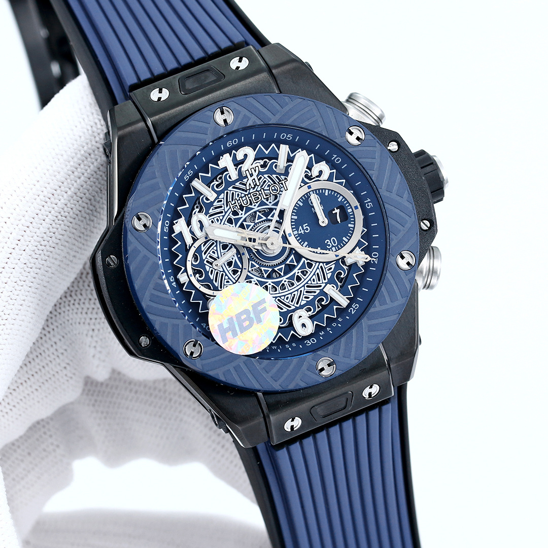 NO:389629,Produced by HBF White shell, gold, black HBF FactoryV2 version Hublot (Hengbao) HUBLOT ——A42 brave and fearless, fist-forward, referred to as 'HUB' and 'Hengbao', Big Bang Big Bang element material chronograph v2 version case uses imported 316 stainless steel material, design sense is explosive and equipped with 'HUB1242' automatic movement, chronograph instant start and one-click flyback, perfectly restore the original function, secondary weight gain automatic swing, achieve more stable time-moving and ultra-low rework rate, strap is made of natural oak rubber strap, super waterproof, soft and comfortable watch mirror is made of natural sapphire glass, wear-resistant, scratch-resistant, transparent and zero flaws, As a young brand, Hublot replenishes a touch of youthful vitality under high-end manufacturing with its bold personality and unique design  We will experience the best luxury recommendations for free gifts with you. Please be sure of the exclusive quality of HBF.19860909HBF 出品 白壳 金 黑  HBF FactoryV2版 宇舶(恒宝) HUBLOT ——A42 英勇无畏,拳拳出击,简称“HUB”“恒宝”,BigBang大爆炸元素材料计时码表v2版表壳采用进口316精钢材料 设计感爆炸搭载改“HUB1242”自动机芯 计时瞬启与一键飞返 完美还原原装功能 二次增重自动摆坨 达到更稳定的走时和超低返修率 表带采用天然橡树橡胶表带 超强防水 柔软舒适表镜采用天然蓝宝石玻璃 耐磨耐刮 通透零瑕疵 作为一个年轻的品牌 宇舶以张扬的个性和独特的设计在高端制造下重抹一笔青春活力 将与大家一同感受年轻的自由送礼最佳奢华推荐请认准HBF独家品质,,Watch
