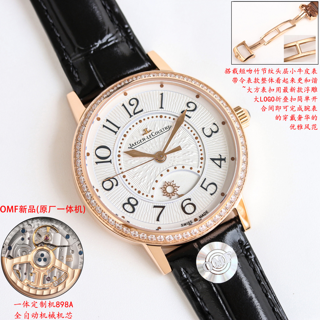 “OMF-Quality Jacky JL Date Series: Graceful 34mm Day/Night Wristwatch with Blue Steel Needles and CNC Engraving” - 图片 5