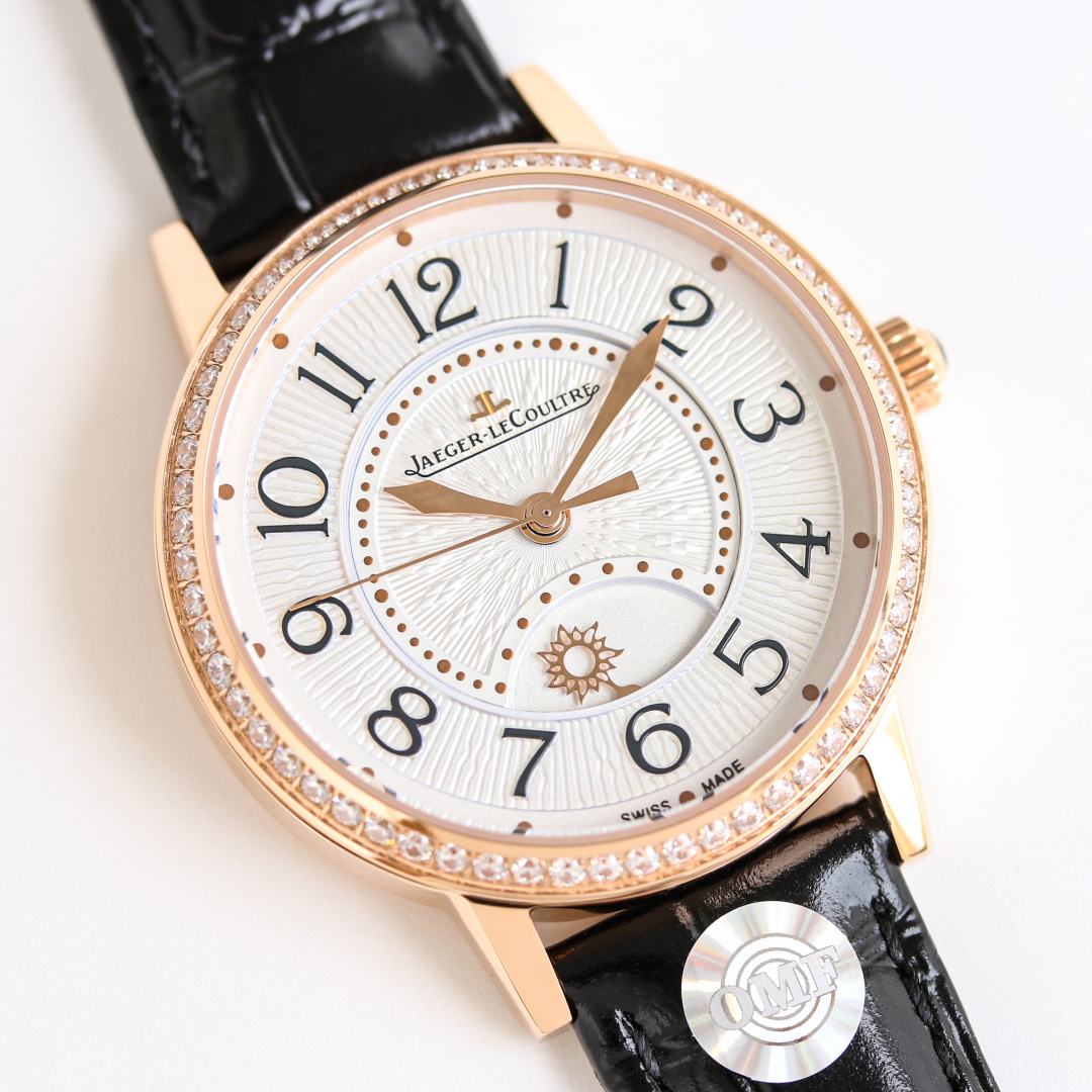 “OMF-Quality Jacky JL Date Series: Graceful 34mm Day/Night Wristwatch with Blue Steel Needles and CNC Engraving” - 图片 6