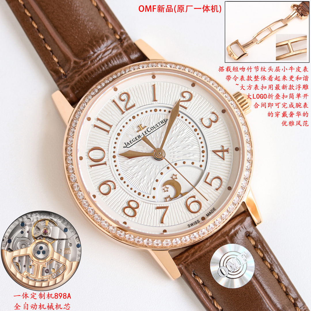 “OMF-Quality Jacky JL Date Series: Graceful 34mm Day/Night Wristwatch with Blue Steel Needles and CNC Engraving” - 图片 2