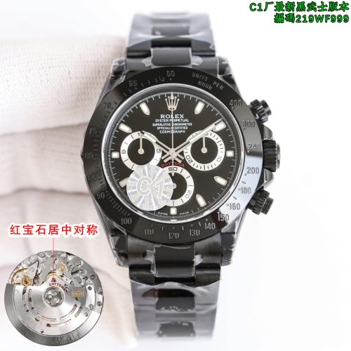 C1 Black Daytona Automatic Watch, 219WF999, Stainless Steel Band, 40mm 1 C1 Black Daytona Automatic Watch, 219WF999, Stainless Steel Band, 40mm