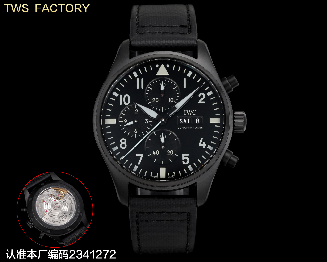 NO:383768,Production of TWS Black Shell TWS Factory IWC Pilot Series N9 New IW388108 Pilot Series 1. The watch has blue, green, black steel and matte matte technology to present a titanium effect. It has mature workmanship, clear lines and three-dimensional sense, harmonious color matching, very versatile. 2. The dial design continues the pilot's classic cockpit instrument panel style. The color matching of Maliguide makes the watch look new and full of charm 3. The new transparent bottom design adopts a self-produced 69385 automatic winding mechanical movement. After the chain is fully loaded, it can provide the watch with 46-hour power reserve. 4. The double-layer light blue anti-vertigo coating can be read more clearly. The classic appearance of the previous work continues. Maliguide Green has also become a popular this year. It is definitely the most internationally elegant watch.  5. The original mold is opened at any cost. The counter is exclusively developed with the fast disassembly belt, HE fast disassembly braided belt, TWS craftsmanship masterpiece, welcome to taste it!  The best luxury recommendation for gifts, please recognize TWS exclusive quality, iwc19860909TWS 出品 黑壳  TWS Factory IWC 万国 飞行员系列 N9 新款IW388108 飞行员系列 1.腕表具有蓝绿黑精钢和马石油喷砂哑光技术处理呈现钛效果,做工成熟,线条清晰而富有立体感,颜色搭配和谐,非常百搭. 2.表盘设计延续飞行员经典的驾驶舱仪表盘风格 马石油绿颜色搭配使腕表焕然一新 骚气十足 3.全新透底设计采用改自产69385型自动上链机械机芯,上满链后能为腕表提供46小时动力储存 4.双层浅蓝色防眩晕镀膜更能清楚的读时,延续的前作的经典外观,马石油绿也成为今年的大热门 绝对是最具万国气质的腕表 5.不惜成本原装开模 搭配专柜独家研发快拆皮带HE快拆编织皮带 TWS匠心巨作 欢迎品鉴！送礼最佳奢华推荐请认准TWS独家品质,,iwc,Watch