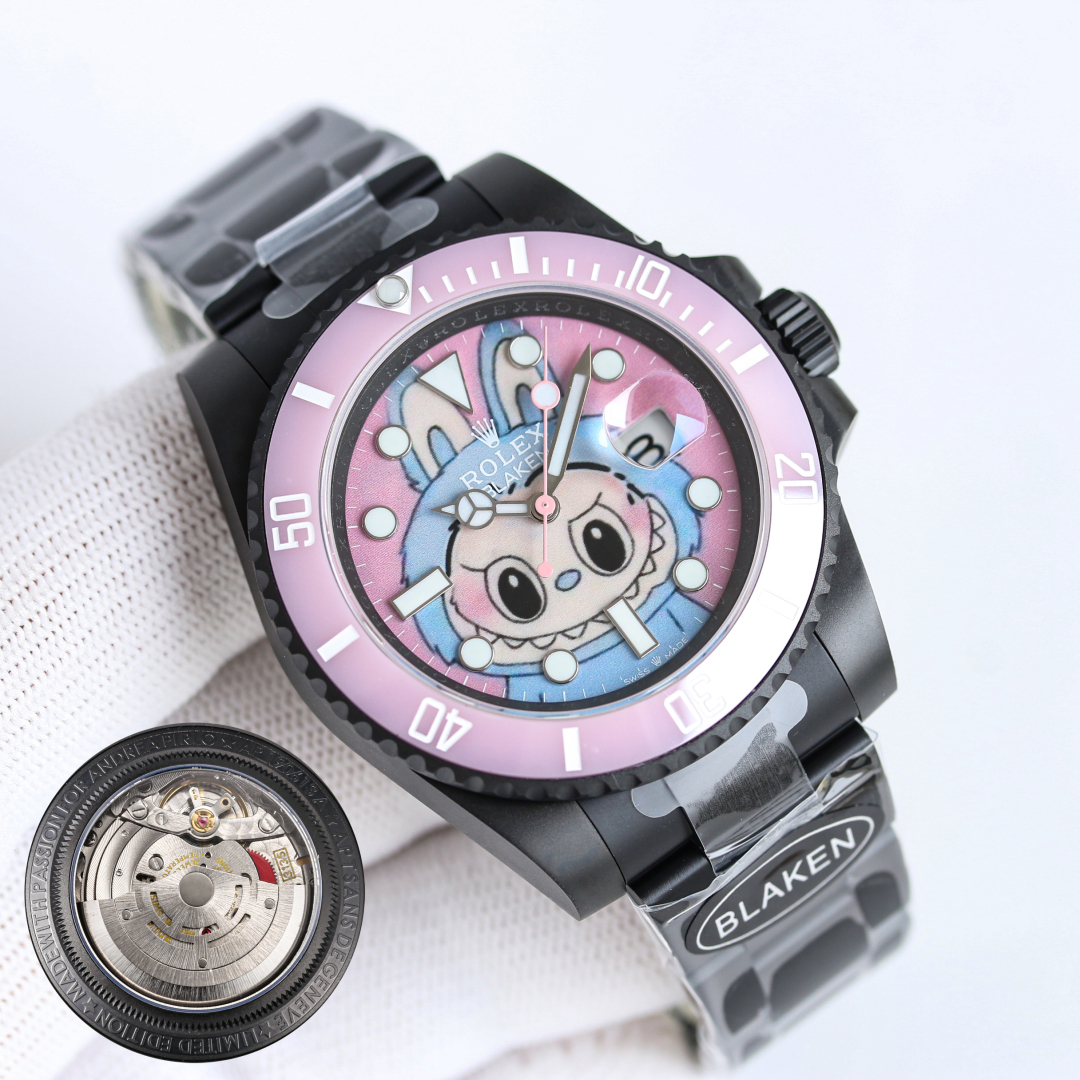 Rolex Blaken Edition Labubu Montre Automatique Personnalisée avec Cadran Unique