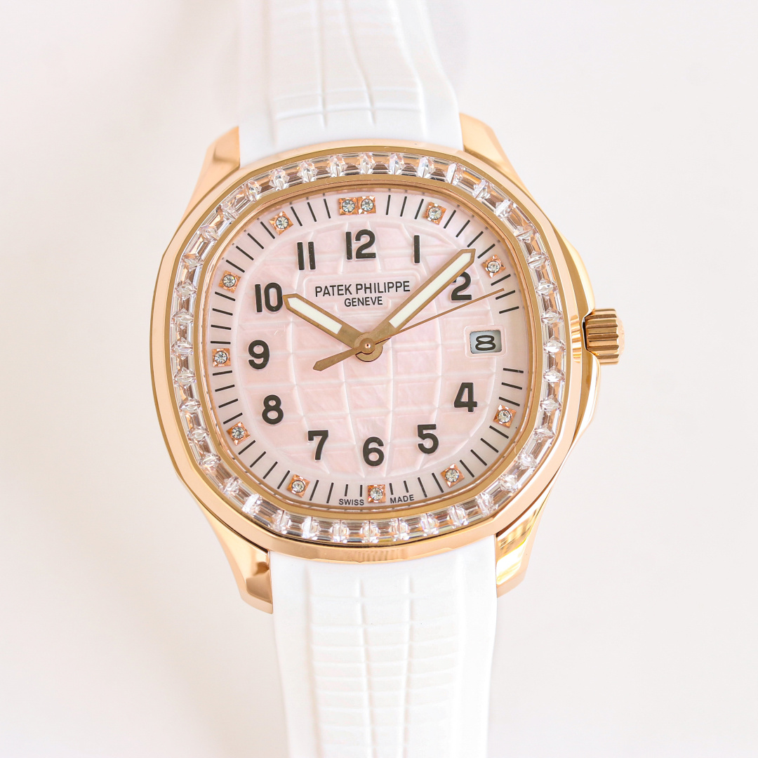 NO:384312,GR Produced by White Diamond Rose Diamond New Buckle 50. GR Factory launches 38.8mm Patek Philippe PP R68 Grenade AQUANAUT Series Mechanical Watch, 5167A/5168G/5167R Series Watches - Exclusively developed and customized Patek Philippe PATEK PHILIPPE. Imported and modified 324SC movement, upgraded and improved the shortcomings of the market version, and the movement function savings last for about 55 hours. The quality is extremely stable. The product uses the bold design of the grenade shape to show the dynamic and fashionable charm of the wrist timepiece, and also demonstrates the men's yearning for the distance, without losing the elegance and exquisiteness, highlighting the temperament of Patek Philippe sports watches. [Case]  1. The case still retains a round octagonal appearance, made of 904 stainless steel, polished and polished to make it look more exquisite and gorgeous design style, the material is sturdy and durable, with a diameter of 38.8mm and a thickness of 8.9mm. 2. The flat part is consistent with the genuine product, the sides are frosted, and the flat part of the bezel is decorated with vertical satin patterns. While ensuring a beautiful color, it also takes into account the wear resistance. 3. The case and lugs are formed in one piece, with smooth lines and fitting the wrist. 4. The crown is also made of stainless steel. The screw-in design ensures the waterproof performance of the watch, and the anti-slip texture style design ensures that the watch can be accurately calibrated, ensuring that each watch is 100% waterproof test. [Watch strap/buckle]  The tape is made of natural 'Tropical' composite rubber material consistent with the authentic product. The waterproof strap shows the advantages of the composite material to wear comfortably, extremely resistant to wear, resists seawater corrosion and resists UV radiation. 2. Perfectly cloned Aquanaut classic folding buckle, and is chamfered even on very small corners to ensure the original comfort. [Dial/Pointer] The dial and hands are both consistent with the authentic luminous effect. The dial is designed with the inspiration of the earth network, with the embossed pattern at the bottom, and the layers are clear, which is consistent with the authentic appearance. 2. The dial scale is consistent with the authentic Arabic numeral hour markers. Each three-dimensional hour marker is made purely by hand. The hour marker and hands are coated with authentic Superluminova luminous coating, so that time can be read easily even in the dark.  3. Each watch in the calendar window is horizontally upright without deflection. [Movement] The movement uses the exclusive upgraded and customized Patek Philippe Cal. The imported 324SC movement has super stable quality and a power reserve of about 55 hours, basically guaranteeing zero faults. 2. The chamfer of the movement plywood is polished with Swiss craftsmanship. 4. The movement is fully engraved, clear and not worn, and the texture is the ultimate. GR craftsmanship spirit, focusing on quality!  The best luxury recommendation for gifts, please be sure of GR exclusive quality, patek philippe19860909GR 出品 白钻 玫钻 新扣50. GR Factory 新推出38.8mm 百达翡丽 PP R68 手雷AQUANAUT系列机械腕表,5167A/5168G/5167R系列腕表——独家开发定制百达翡丽PATEK PHILIPPE.进口改324SC机芯,升级改善市场版本的不足,机芯功能储蓄长达55小时左右.品质极其稳定,产品以手雷形状大胆的设计,展现腕间时计的动感时尚魅力,也彰显了男士向往远方的探索精神,又不失典雅精致,凸显百达翡丽运动腕表的气质.【表壳】 1.表壳依旧保留圆润的八角形外观,采用904精钢材质打造而成,经抛光润饰,更显精美华丽的设计风格,材质坚固耐用,直径38.8mm,厚度为8.9毫米. 2.平面部分均与正品一致经抛光处理,侧边采用磨砂处理,表圈平面部分饰有垂直缎纹,在保证色泽靓丽的同时,也兼顾耐磨特性. 3.表壳与表耳一体成型,线条流畅,贴合手腕. 4.表冠同样采用精钢材质打造而成,旋入式设计保证腕表防水性能,防滑纹理样式设计保证腕表可以精准校时,保证每一只腕表都做到百分百防水测试.【表带/表扣】 胶带均采用与正品一致的天然“Tropical”复合橡胶材质,防水表带尽显复合材质的优势佩戴舒适,极其耐磨擦、耐磨损、耐海水腐蚀且抗紫外线辐射. 2.完美克隆Aquanaut经典式折叠式表扣,即使在非常细小的拐角处上也做有倒角润饰,确保还原正品般的舒适感.【表盘/指针】 表盘及指针均采用正品一致的夜光效果,表盘以地球网络状灵感设计,底部浮雕图案,层次分明,均与正品一致观感. 2.表盘刻度均与正品一致采用立体阿拉伯数字时标,每个立体时标刻度是纯手工制作而成,时标和指针上都涂了正品一致Superluminova夜光涂层,即使在黑暗中也可以轻松读取时间. 3.日历窗口每一只腕表做到水平正位,不出现偏斜遮挡.【机芯】 机芯采用独家升级定制的百达翡丽Cal.进口改324SC机芯,质量超级稳定,动力储时长达55小时左右,基本做到零故障的保障. 2.机芯夹板的倒角采用瑞士工艺打磨同样无可挑剔. 4.机芯全部精雕刻字,清晰不磨损,纹理做到极致. GR匠工精神,专注品质！送礼最佳奢华推荐请认准GR独家品质,,patek philippe,Watch