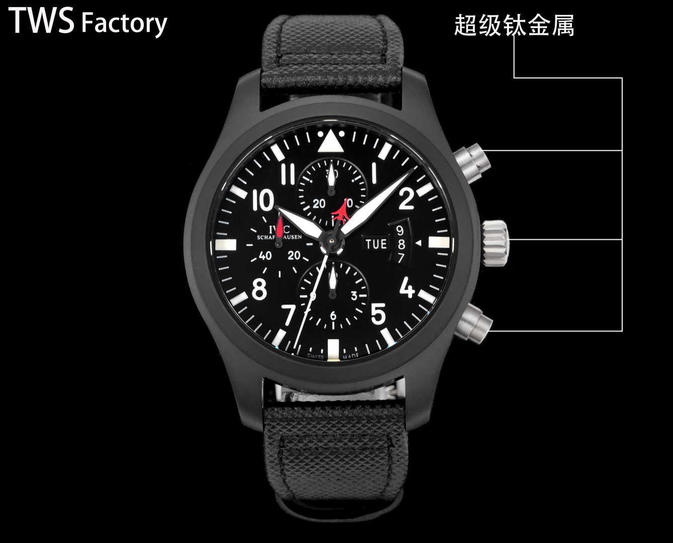 NO:385949,TWS Factory TWS Factory is a new TWS product - IWC N9 new Spitfire vs. Chronograph watch is coming!  Galloping high altitude will be 'real' every second, and it will be a fine product!  [Fine Colors] 1. Following the traditional skills of the Wanguo Watch, it adopts a double light blue anti-disiasing coating. 2. After repeated adjustments, the color of the disc and the thickness of the adjustable shading are infinitely close to the original [Case] ​​The watch size is 44mmX15.3mm. The case adopts high-tech ceramic effect as well as the original!  And make sand and matte treatment!  The structure follows the original version - the ring and the shell in the mouth are formed in one piece. It is resistant to wear, scratches and corrosion!  The original flavor restores the tough and gritty quality of this series of watches. [Movement] uses a Dandong movement with strong and stable function. Time, minute and second, double display and chronograph are all in one function. TWS produces a must-be boutique. The best luxury recommendation for gifts, please be sure to identify TWS exclusive quality, iwc19860909TWS 出品  TWS Factory 匠心合一 TWS新品——IWC 万国 N9 新款喷火机战计时腕表震撼来袭！驰骋高空 分秒必“真” 必属精品！【精细彩节】 1.沿袭万国表传的统技艺,采用层双浅蓝色防眩晕镀膜. 2.经多过次调整,盘面色与调底纹粗细无限近接原装【表壳】腕表尺寸44mmX15.3mm.与原一装致表壳采用高技科陶瓷效果！并做砂磨哑光处理！结遵构循原版——圈和口中壳为一体成型.抗磨损,划痕,耐腐蚀！原汁原味还的原了该系列表坚款韧不拔的卓越品质.【机芯】采用功强能大而稳定的丹东机芯.时分秒,双显期示和计时码表功一能一俱全.TWS出品 必属精品 送礼最佳奢华推荐请认准TWS独家品质,,iwc,Watch